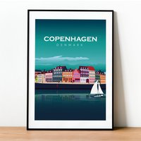 Copenhagen Night Poster. Printed in High Quality Paper. Traveller Poster von kawaink