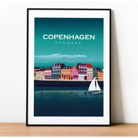 Copenhagen Night Poster. Printed in High Quality Paper. Traveller Poster von kawaink