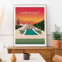 Darmstadt Sunset Poster. Printed in High Quality Paper. Traveller Poster von kawaink