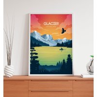 Glacier, National Park. Sunset Poster von kawaink