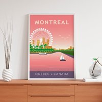 Montreal City Pink Poster. Printed in High Quality Paper. Traveller Poster von kawaink