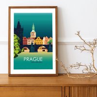 Prague Night Poster. Printed in High Quality Paper. Traveller Poster von kawaink