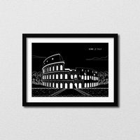 Rome Poster Horizontal Black von kawaink