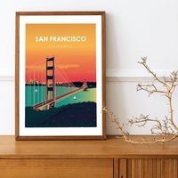 San Francisco City Poster. Printed in High Quality Paper. Traveller Poster von kawaink