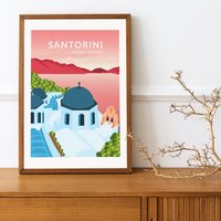 Santorini Poster. Printed in High Quality Paper. Traveller Poster von kawaink