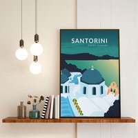 Santorini Poster. Printed in High Quality Paper. Traveller Poster von kawaink