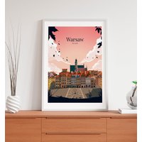 Warsaw, Poland Pink Poster von kawaink