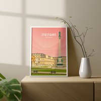 stuttgart City Poster Pink von kawaink