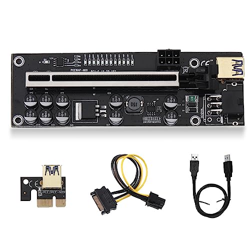 kawehiop Mining Computer PCI E 1x bis 16x Adapterplatine Erweiterungskarte Schnelle Geschwindigkeit LED Anzeige PCI Extender Miner Equipment, Schwarzes USB Kabel von kawehiop