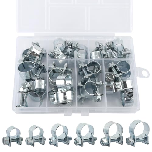 30 Stück Mini Schlauchschellen, Verstellbar Kraftstoffeinspritzung Gelenkbolzenschelle, Klein Schlauchklemmen, Stark Rohrschellen für Mini Kraftstoffleitungs, Auspuffrohr, Benzinrohr (7-15mm) von kayqbonke