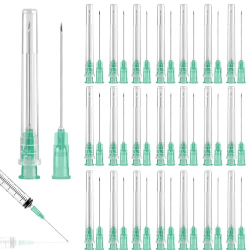 kayqbonke 100 Stück Abgabe Tube mit Deckel, 21G 0,8-38mm Edelstahl Industrie Laborzubehör, Einzeln Verpackt, Spritzen Nadeln Stumpfe Spritze für Nachfüllen Liquid, Tinten, Kleben von kayqbonke