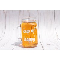 Tasse Happy Mason Jar Mug, Kaffeetasse, Teebecher, Glasbecher, Tumbler, Jar, Cup, Clear Mug von kaysticksco