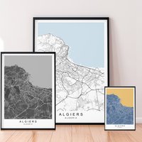 Algier Karte Drucken Algerien Minimalist Stadtbereich Poster Wand-Dekor Algier Karte Drucken Algerien Minimalist Stadtbereich Poster Wand-Dekor von kazaloop
