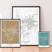 Ankara Karte Druck Minimalist Türkei Stadt Poster Wand Dekor Ankara Karte Druck Minimalist Türkei Stadt Poster Wand Dekor von kazaloop