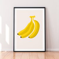 Bananendruck Poster Bananen Wand Kunst Gelb Kinder Küche Kinderzimmer Druck Dekor Bild Obst von kazaloop