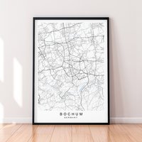 Bochum City Map Germany Print Poster Minimalist Home Decor Wall Art von kazaloop