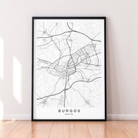 Burgos Stadt Karte Spanien Druck Minimalist Poster Wand Dekor von kazaloop