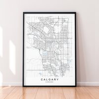 Calgary Stadt Kanada Karte Print Poster Minimalist Home Alberta Wand Kunst Dekor von kazaloop