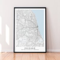 Chicago Stadt Karte Druck Minimalist Home Usa Poster Wand-Dekor Chicago Stadt Karte Druck Minimalist Home Usa Poster Wand-Dekor von kazaloop
