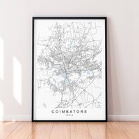 Coimbatore Indien Karte Druck Poster Minimalist Home Stadt Wand Kunst Dekor von kazaloop