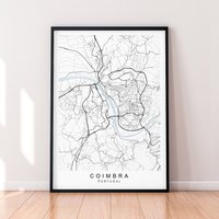 Coimbra Stadt Karte Portugal Druck Minimalist Poster Wand Dekor Coimbra Stadt Karte Portugal Druck Minimalist Poster Wand Dekor von kazaloop