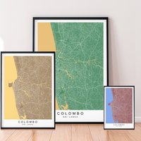 Colombo Stadt Karte Druck Minimalist Sri Lanka Home Poster Wand-Dekor - Gemischte Farben Erhältlich von kazaloop