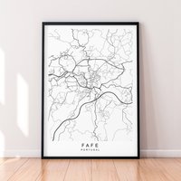 Fafe Stadt Karte Portugal Druck Minimalist Poster Wand Dekor von kazaloop