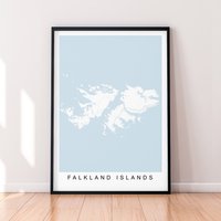 Falklandinseln Karte Druck Minimalist Home Islas Malvinas Poster Wanddekor von kazaloop