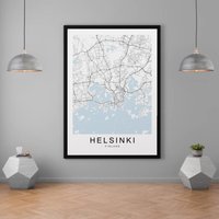 Helsinki Finnland Stadt Karte Druck Minimalist Home Map Poster Wanddekor von kazaloop