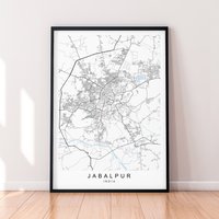 Jabalpur Stadt Indien Karte Print Poster Minimalist Home Wand Kunst Dekor von kazaloop