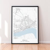 Kingston Upon Hull Stadt England Karte Druck Poster Minimalist Wohnkultur High Uk Wand Kunst Dekor von kazaloop