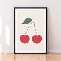 Kirsche Print Poster Wand Kunst Rote Kinder Küchen Kinderzimmer Druck Dekor Bild Obst von kazaloop