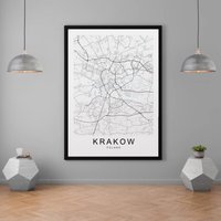 Krakau Stadt Polen Print Poster Karte Druck Minimalist Home Map Wall Decor von kazaloop