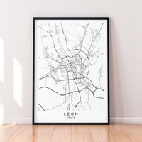 León Stadt Karte Spanien Druck Minimalist Leon Poster Wand Dekor León Stadt Karte Spanien Druck Minimalist Leon Poster Wand Dekor von kazaloop