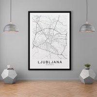 Ljubljana Stadt Karte Slowenien Druck Poster Minimalist Home Wand Dekor von kazaloop