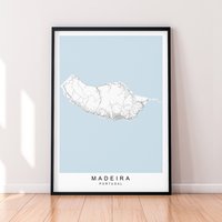 Madeira Insel Karte Portugal Druck Minimalist Poster Wand-Dekor von kazaloop