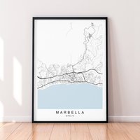 Marbella City Map Spain Print Minimalist Town Poster Wall Decor von kazaloop