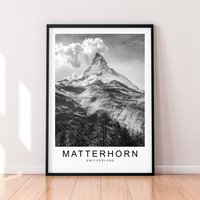 Matterhorn Schweiz Berg Hill Print Reise Poster Minimalist Home Travel Mountain Wall Decor von kazaloop