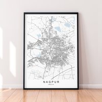 Nagpur Indien Karte Druck Poster Minimalist Home Stadt Wand Kunst Dekor von kazaloop