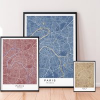 Paris Karte Frankreich Hauptstadt Druck Minimalist Home Poster Wand-Dekor Paris Karte Frankreich Hauptstadt Druck Minimalist Home Poster Wand-Dekor von kazaloop