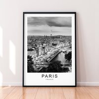 Paris Night Time City Center Print Minimalist Home Travel Poster Wall Art Decor von kazaloop