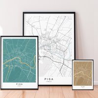 Pisa Karte Print Poster Home Map Wall Art Décor von kazaloop