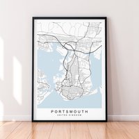 Portsmouth City England Karte Print Poster Minimalist Home Decor Uk Wand Kunst von kazaloop