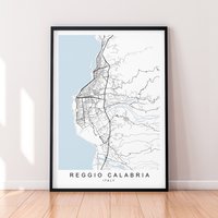 Reggio Calabria Stadt Karte Italien Druck Poster Minimalist Home Italia Wand Kunst Decor von kazaloop