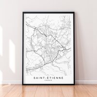 Saint-Etienne Stadt Karte Frankreich Print Poster Minimalist Home Decor Saint-Étienne Wall Art von kazaloop