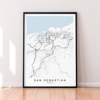 San Sebastián Karte Spanien Minimalist Sebastian Poster Wand Dekor von kazaloop