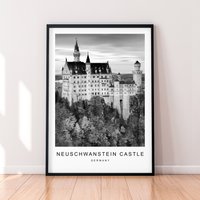 Schloss Neuschwanstein Germany Print Minimalist Home Travel Poster Wall Decor von kazaloop