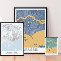 Singapur Karte Poster Druck Minimalist Home Wand-Dekor von kazaloop