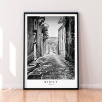 Sizilien Italien Druck Reiseposter Alte Straßen Minimalist Home Reise Poster Wanddekor von kazaloop