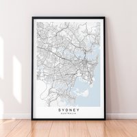 Sydney City Map Print Minimalist Home Australia Poster Wall Decor von kazaloop